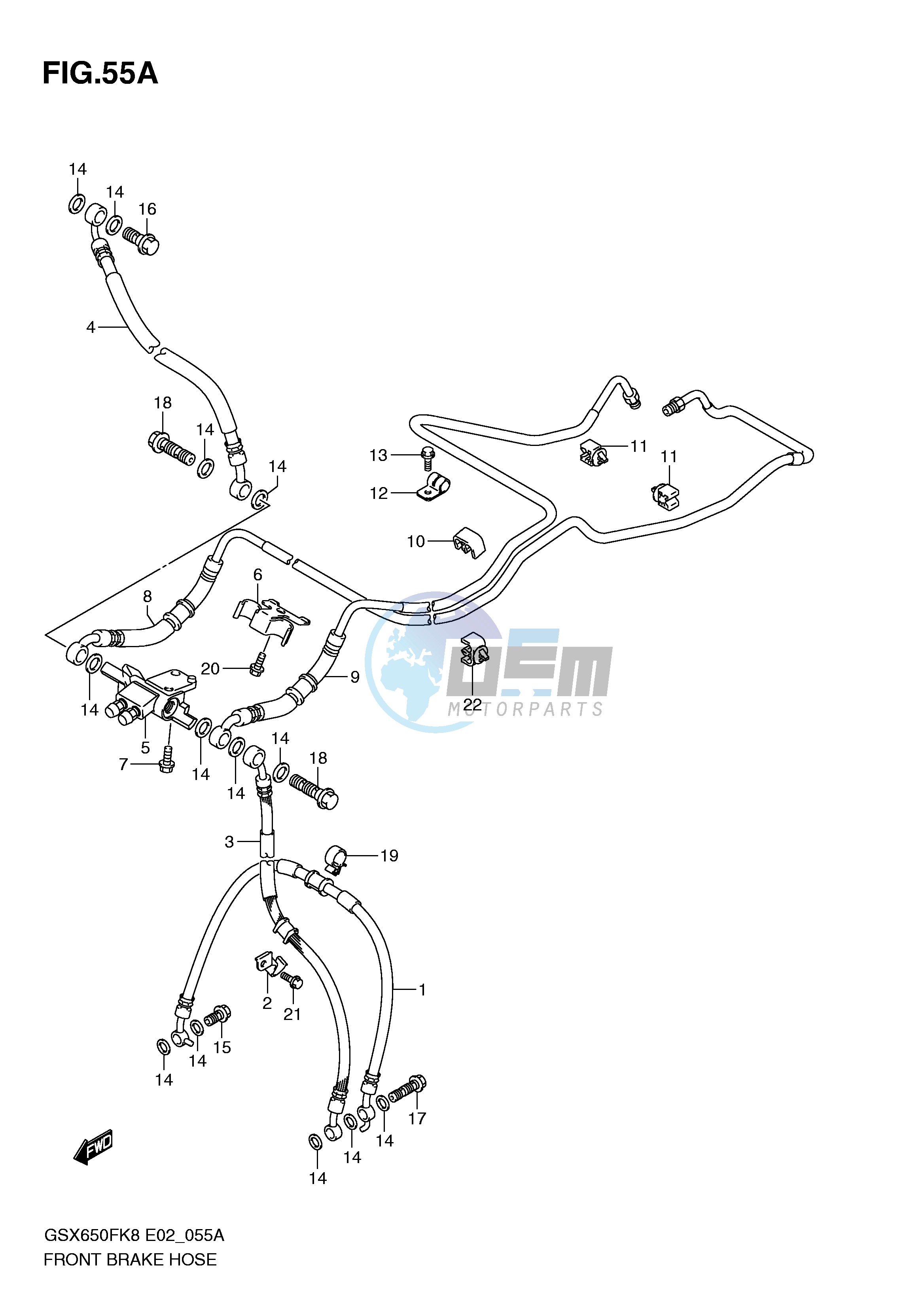 FRONT BRAKE HOSE (GSX650FAK9 FUAK9 FAL0 FUAL0)