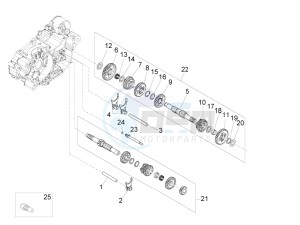 RS4 125 4T drawing Gear box - Gear assembly