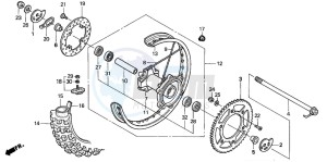 XR250R drawing REAR WHEEL