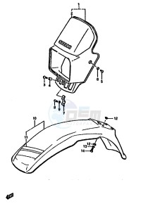 DR125S (F-H-J) drawing HEADLAMP COVER-FRONT FENDER (MODEL F)