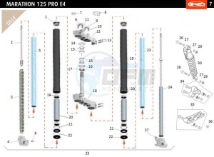 MARATHON-125-PRO-E4-SM-REPLICA-SERIES-AUSTRIA-MARATHON-125-PRO-SM-E4-GREEN-REPLICA-SERIES drawing FRONT FORK