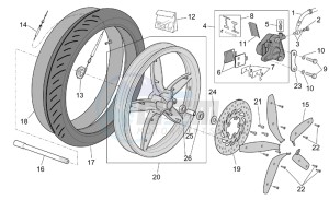 Scarabeo 100 4T e2 drawing Front wheel - disc brake