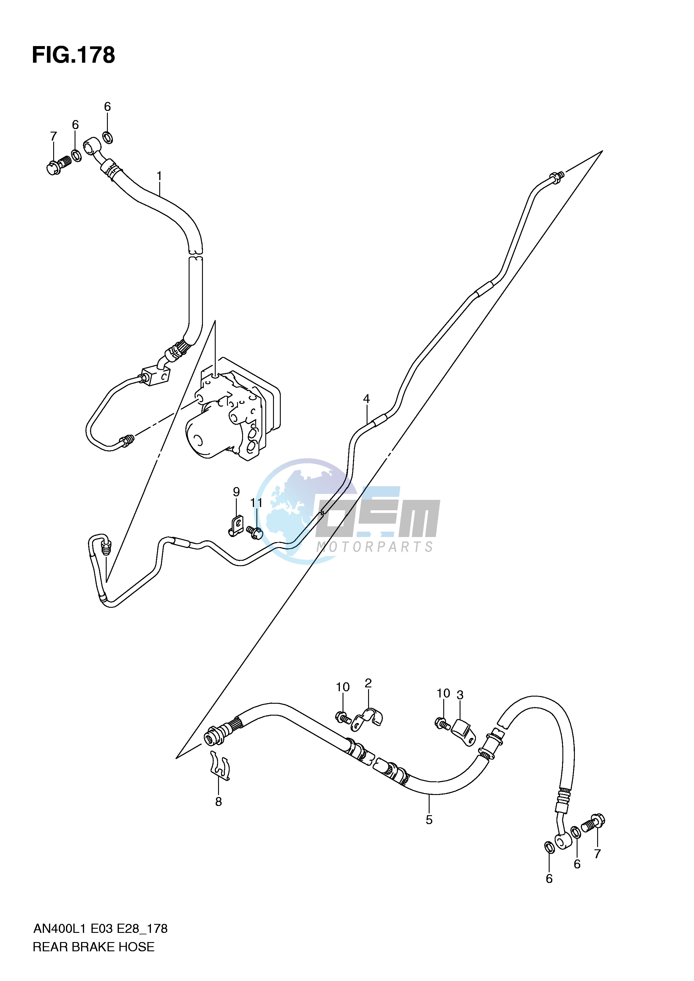 REAR BRAKE HOSE (AN400ZAL1 E33)