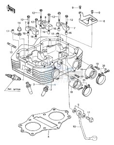 KZ 440 B (B1) drawing CYLINDER HEAD -- 80 B1- -