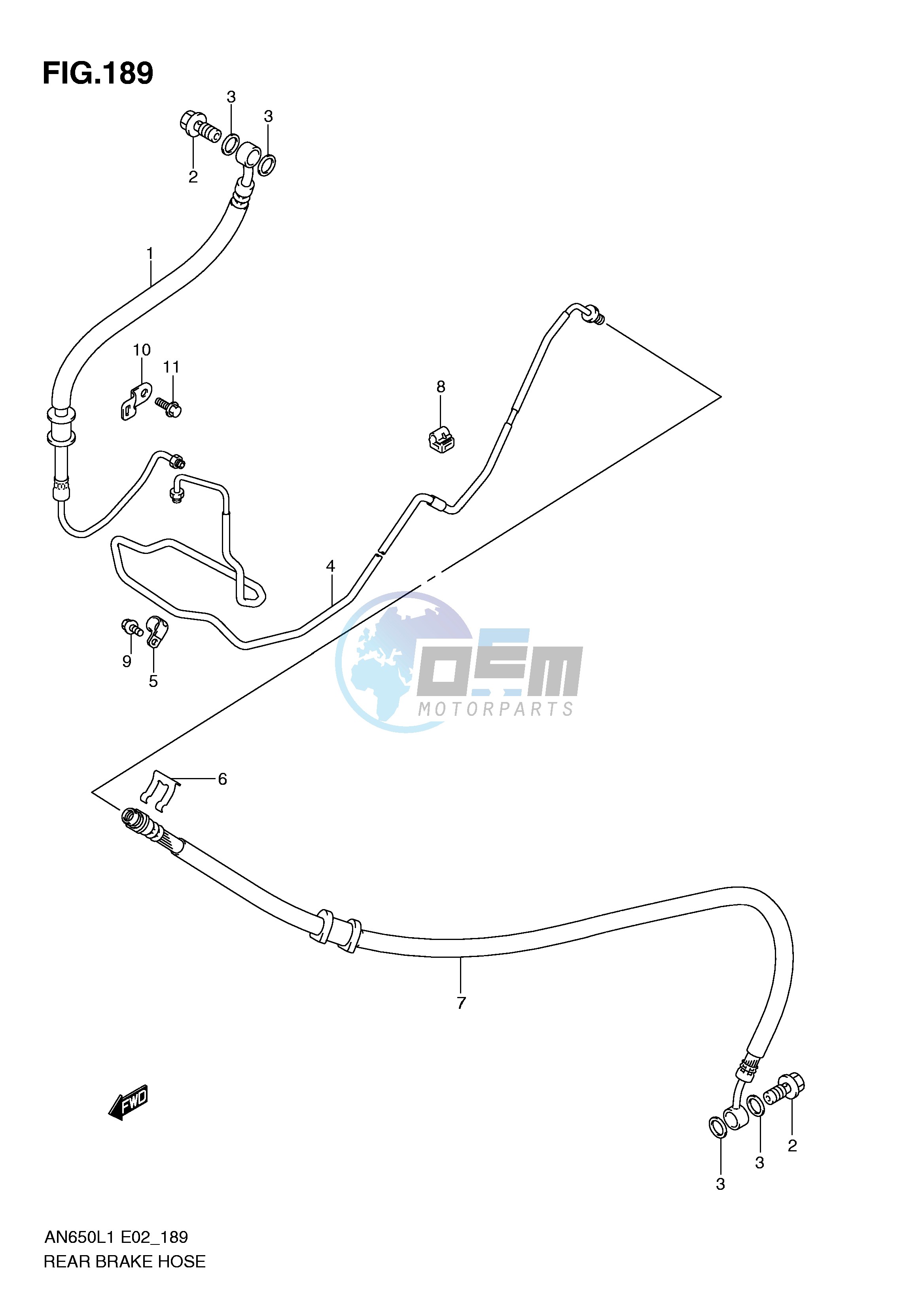 REAR BRAKE HOSE (AN650AL1 E2)