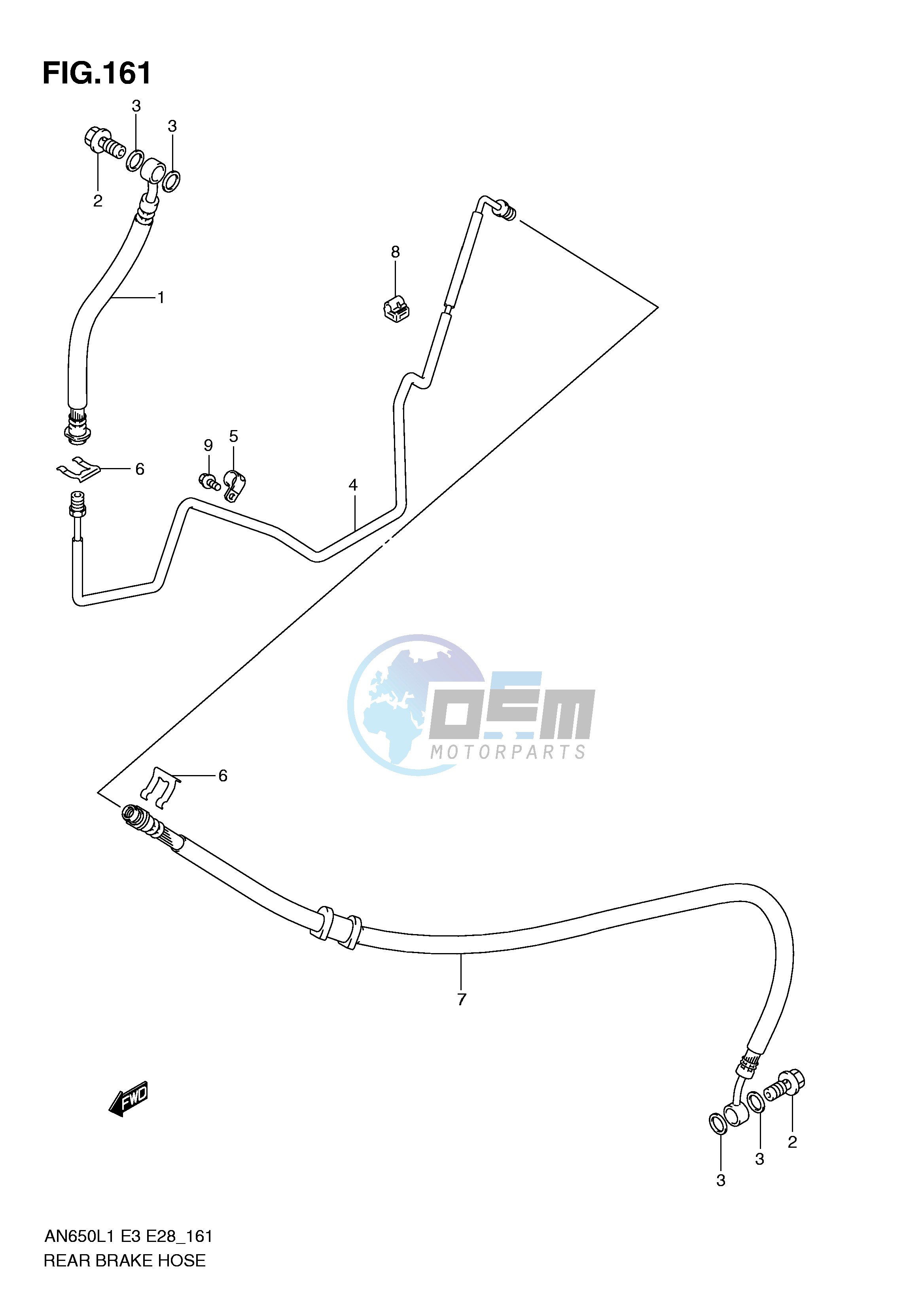 REAR BRAKE HOSE (AN650L1 E33)