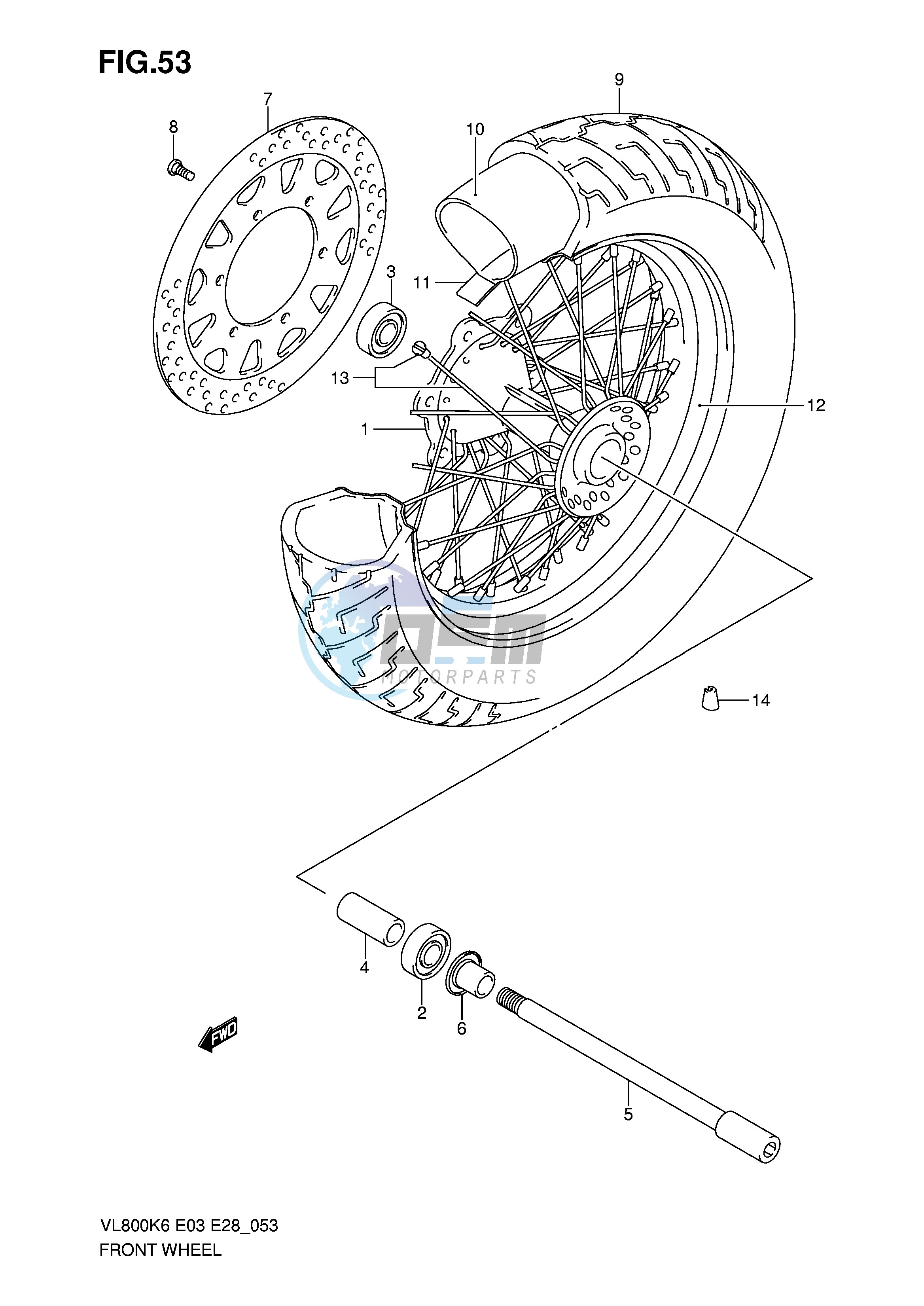 FRONT WHEEL (VL800K6 TK6 K7 TK7 K8 TK8 K9 TK9 L0 TL0)