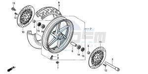 VFR750F drawing FRONT WHEEL (VFR750FR/FS/FT/FV)