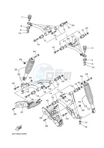 YFM700FWAD YFM70GPLH GRIZZLY 700 EPS (B1A6) drawing FRONT SUSPENSION & WHEEL