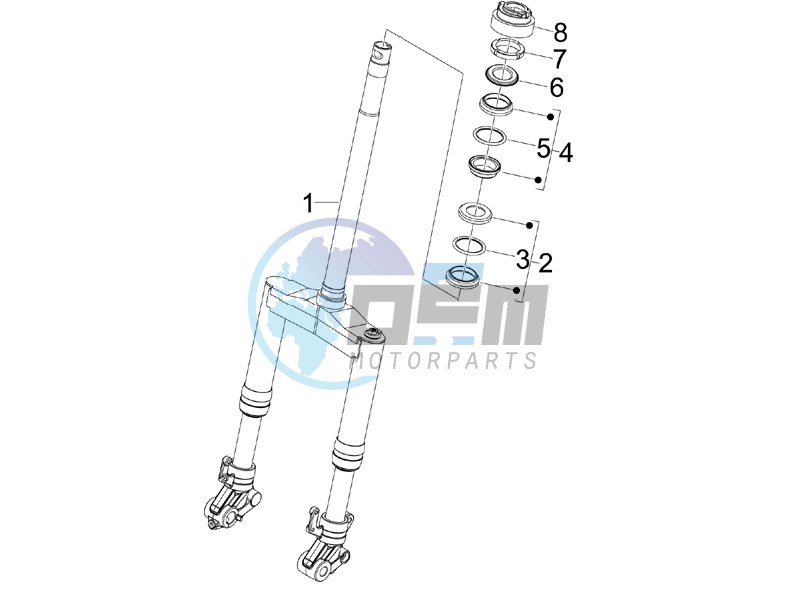 Fork steering tube - Steering bearing unit