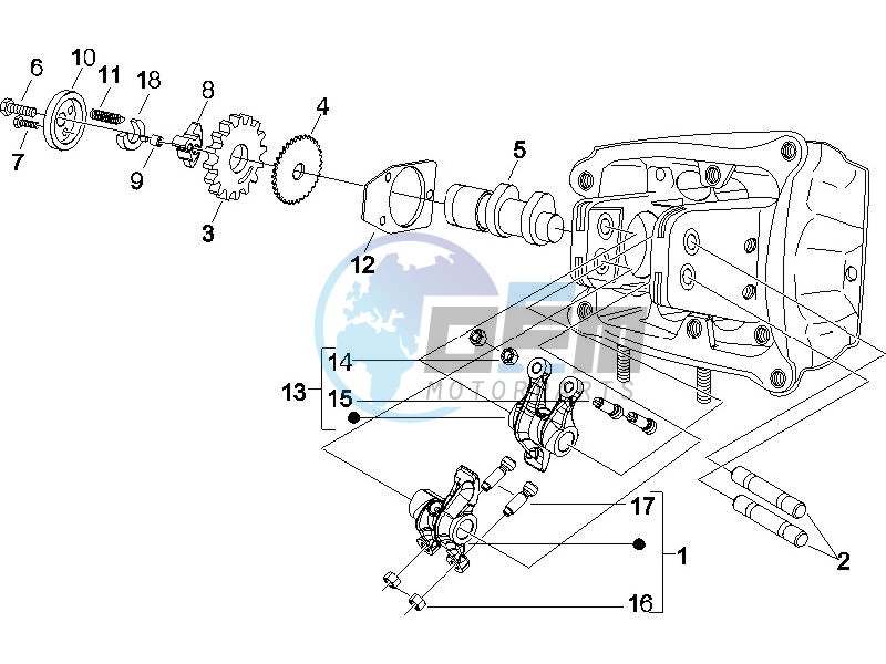 Camshaft - Rocking levers support unit