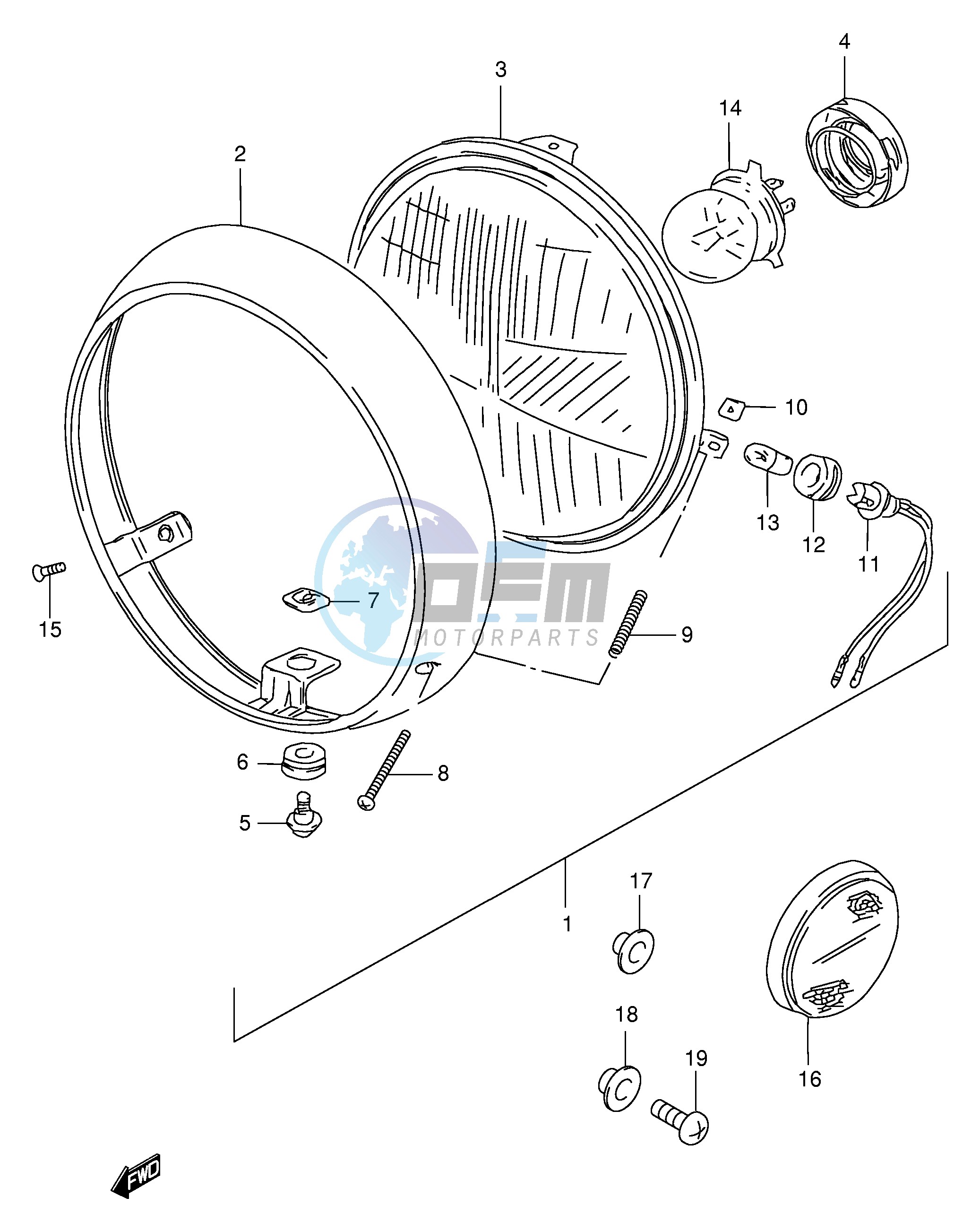 HEADLAMP (MODEL T W X E22,E25,E34,E39,E54,E71)