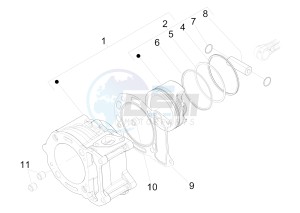 X Evo 125 Euro 3 (UK) drawing Cylinder-piston-wrist pin unit