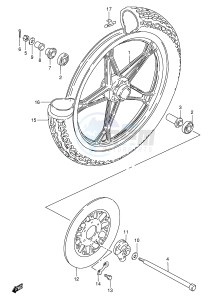 GN250 (E2) drawing FRONT WHEEL (GN250EM ER)