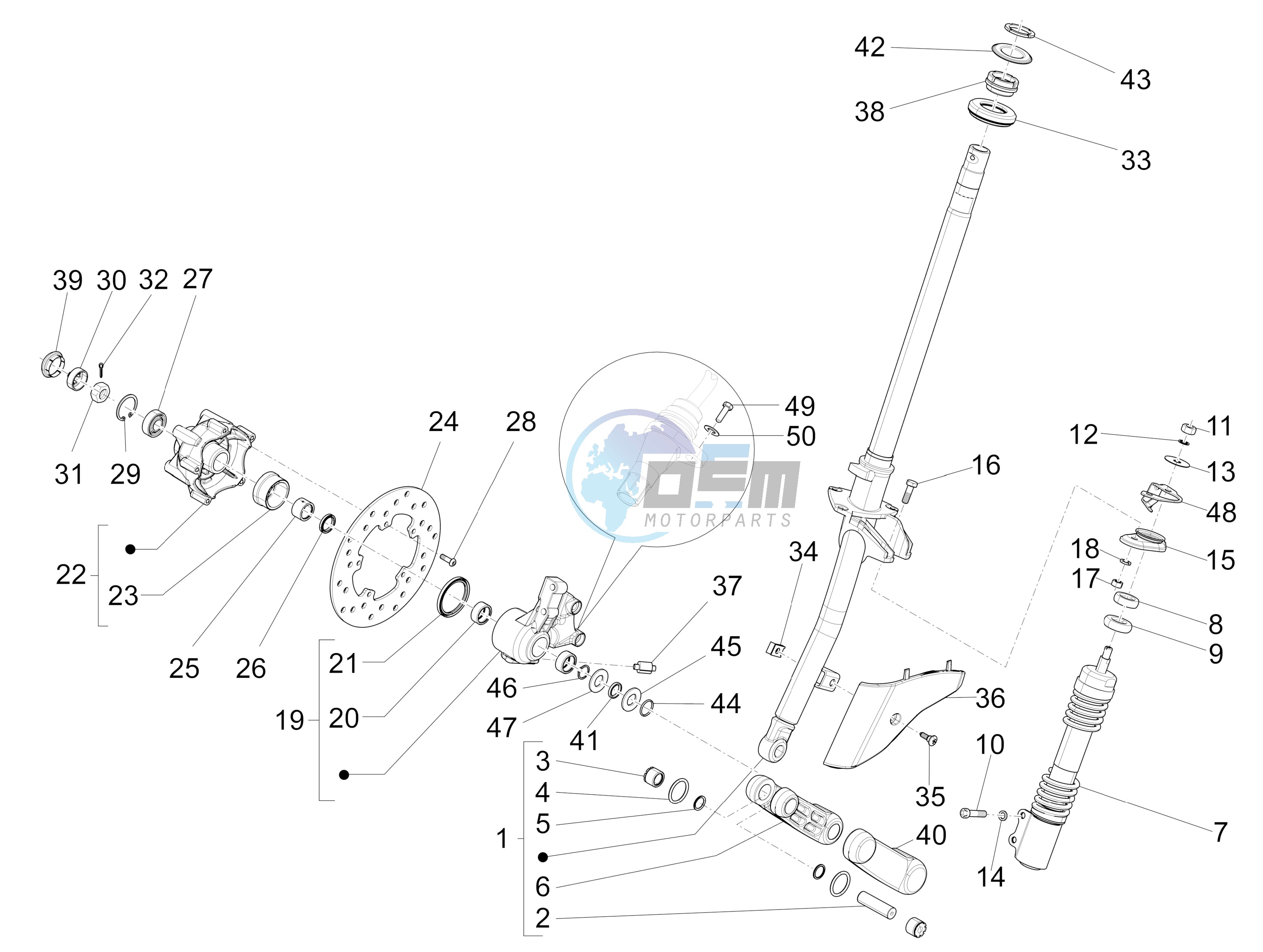 Fork/steering tube - Steering bearing unit