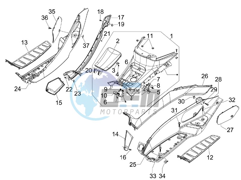 Central cover - Footrests