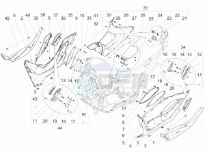 MP3 125 yourban erl drawing Central cover - Footrests