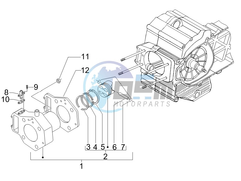 Cylinder-piston-wrist pin unit