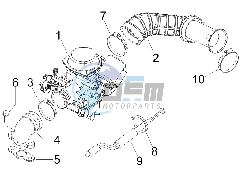 Carburettor assembly - Union pipe