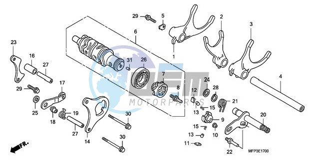 GEARSHIFT DRUM/GEARSHIFT FORK