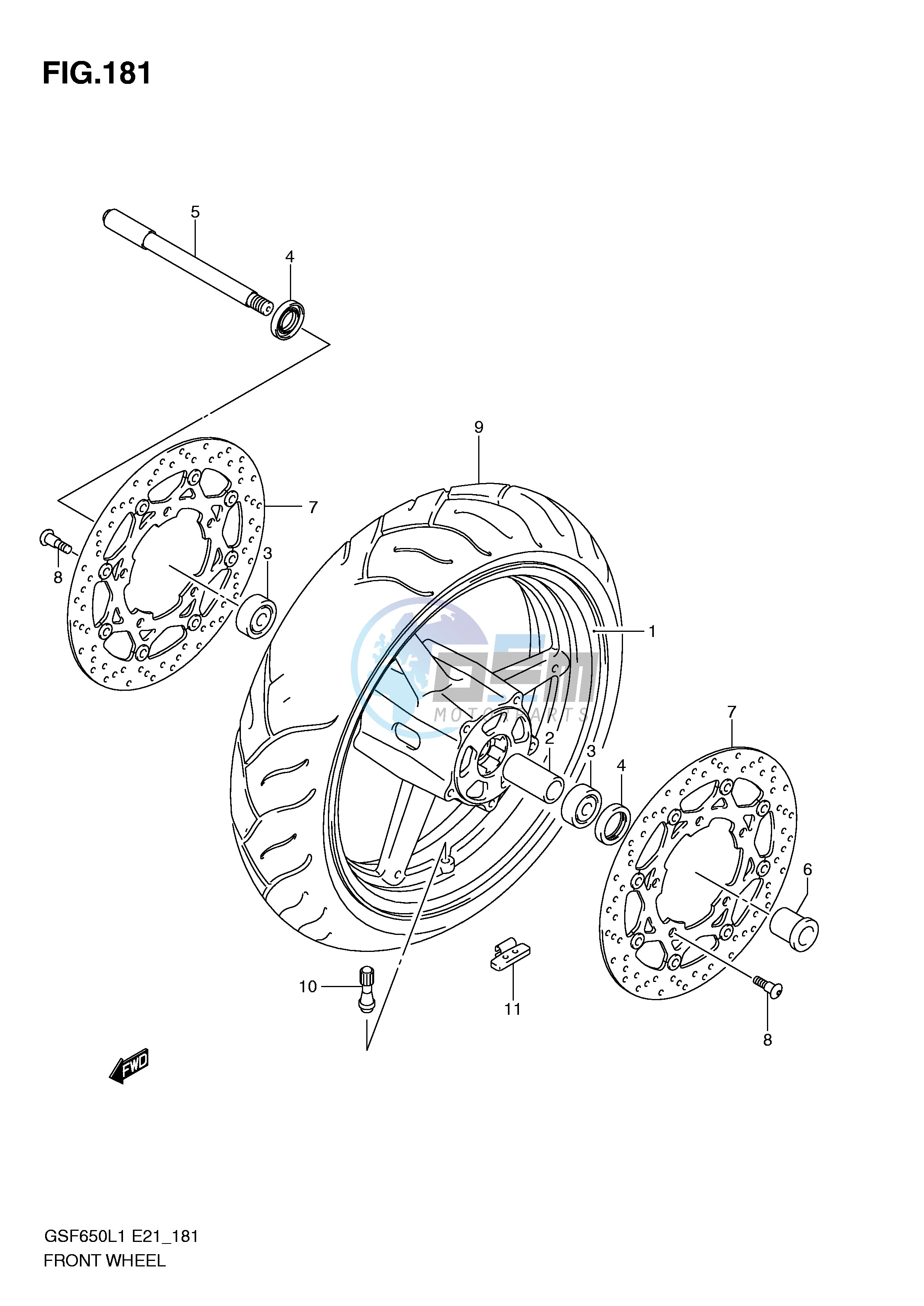 FRONT WHEEL (GSF650SL1 E21)