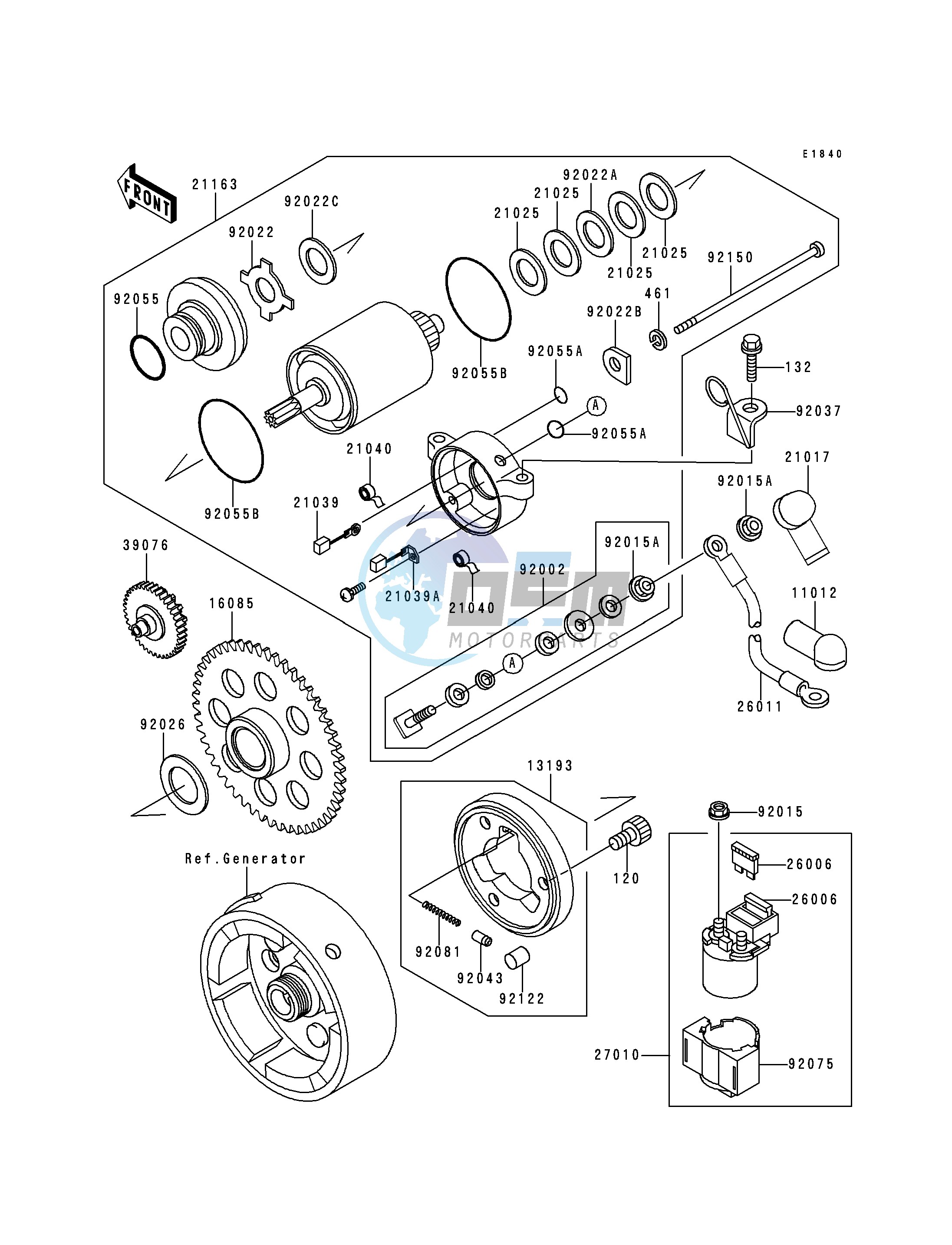 STARTER MOTOR-- KLF220-A5_A6_A7_A8- -