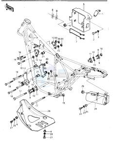 KL 250 A [KLR250] (A3-A4) [KLR250] drawing FRAME FITTINGS_BATTERY CASE_TOOL CASE