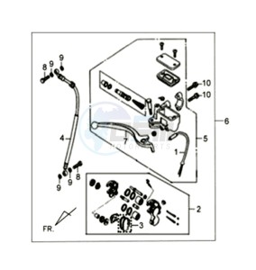 X'PRO 50 drawing VOORBRAKE CALIPER / BRAKE LEVER /BRAKE LINES