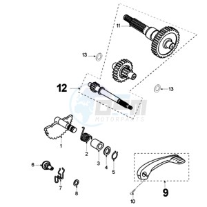 LUDIX 14 REP drawing DRIVE SHAFTS / KICKSTARTER