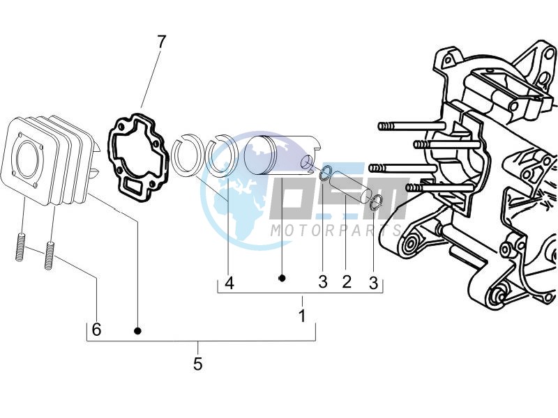 Cylinder-piston-wrist pin unit