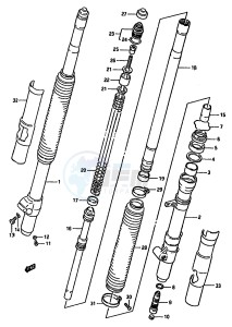 RM125 (G-H-J) drawing FRONT FORK (MODEL H)