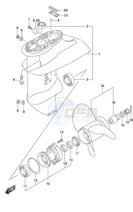 DF 9.9B drawing Gear Case w/High Thrust Prop