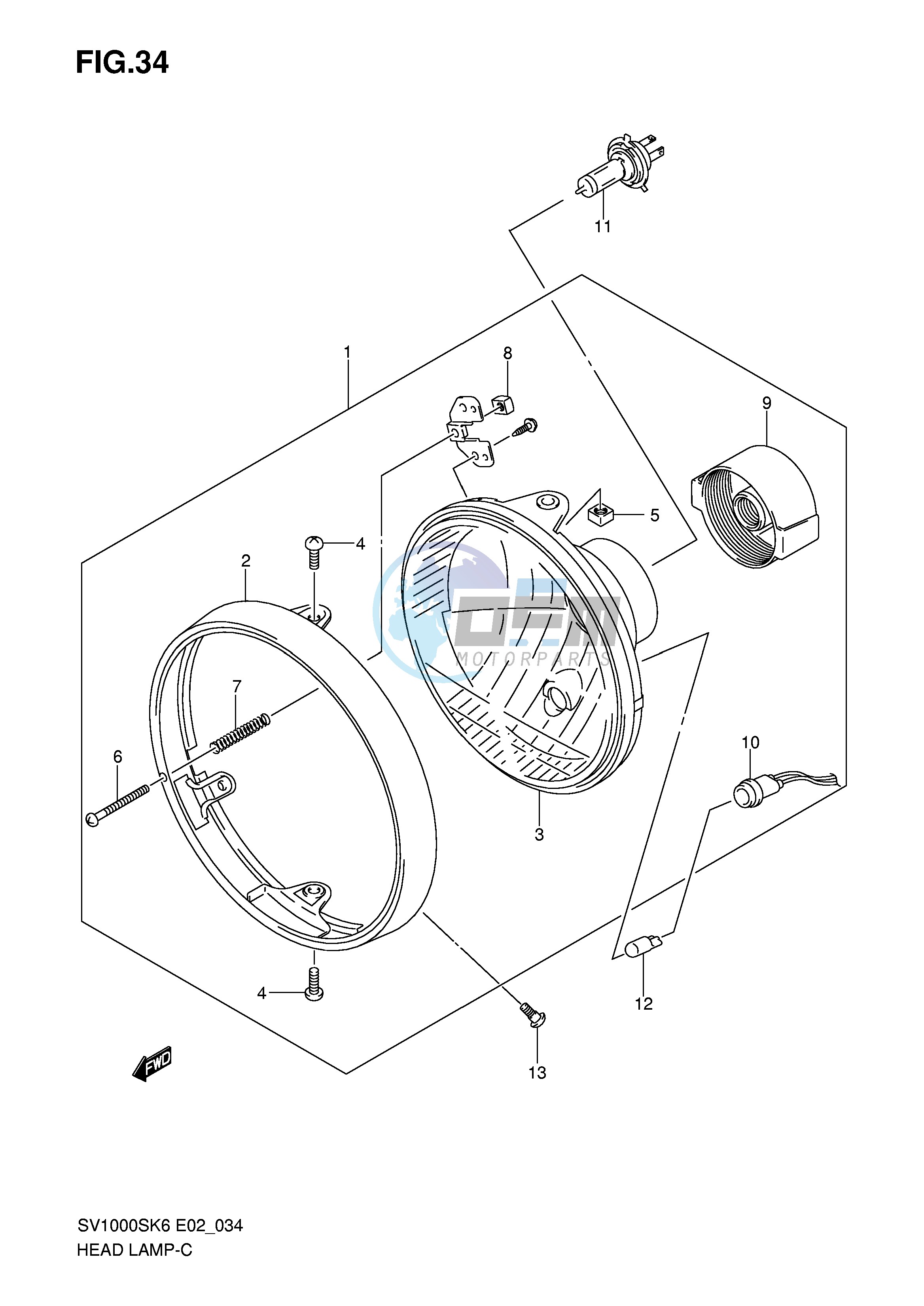 HEADLAMP (SV1000 E2 E19 SV1000U1 U2 E19)