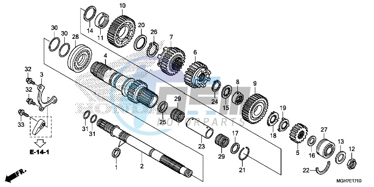 TRANSMISSION (VFR1200XD/ XDA/ XDL/ XDS) (MAINSHAFT)