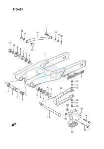 RM80 (E24) drawing REAR SWINGING ARM (MODEL G H)