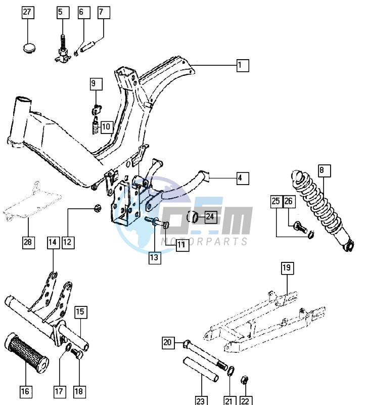 Frame-swinging arm