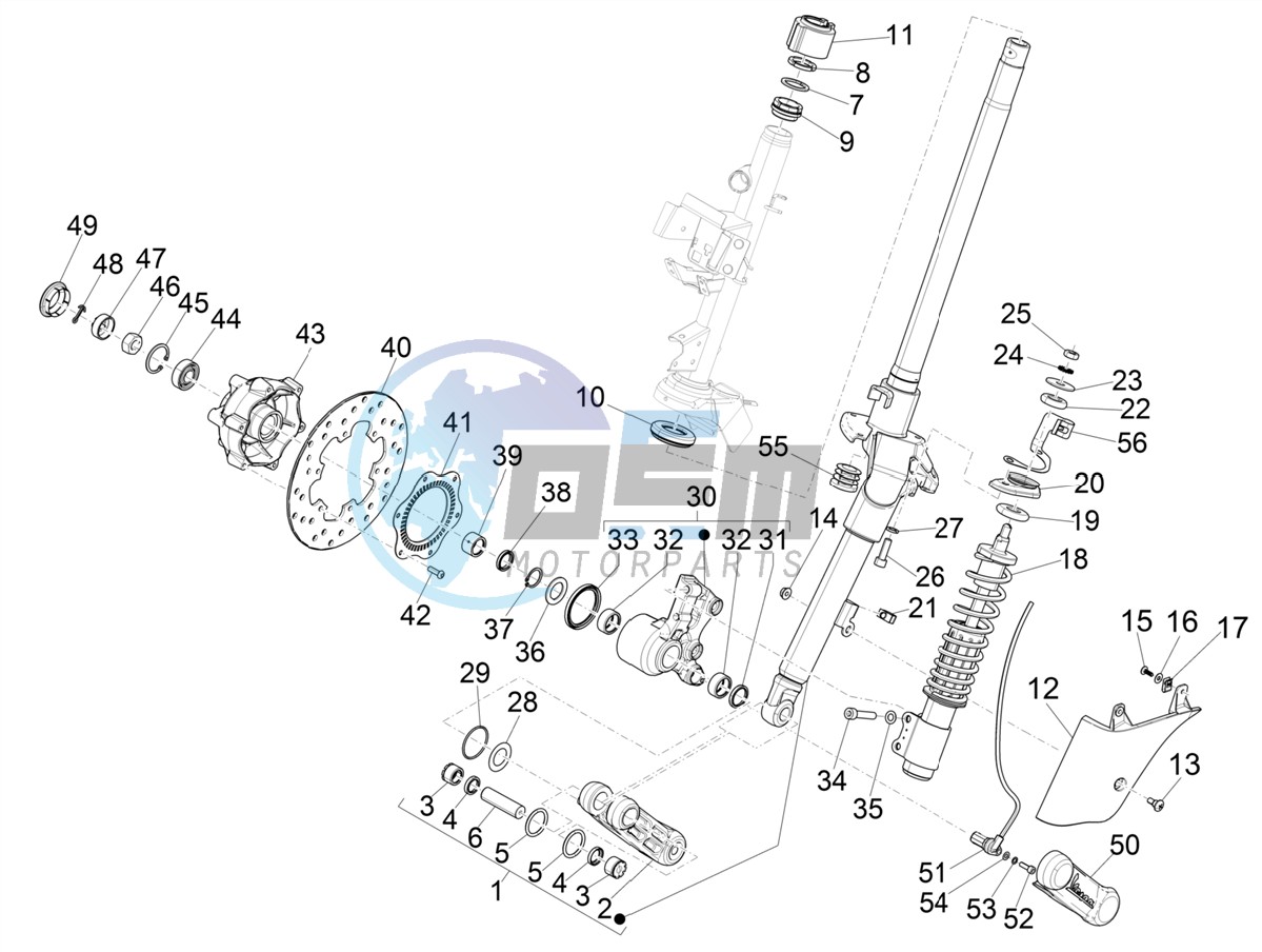 Fork/steering tube - Steering bearing unit