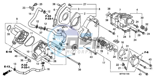 LEFT REAR COVER/WATER PUM P