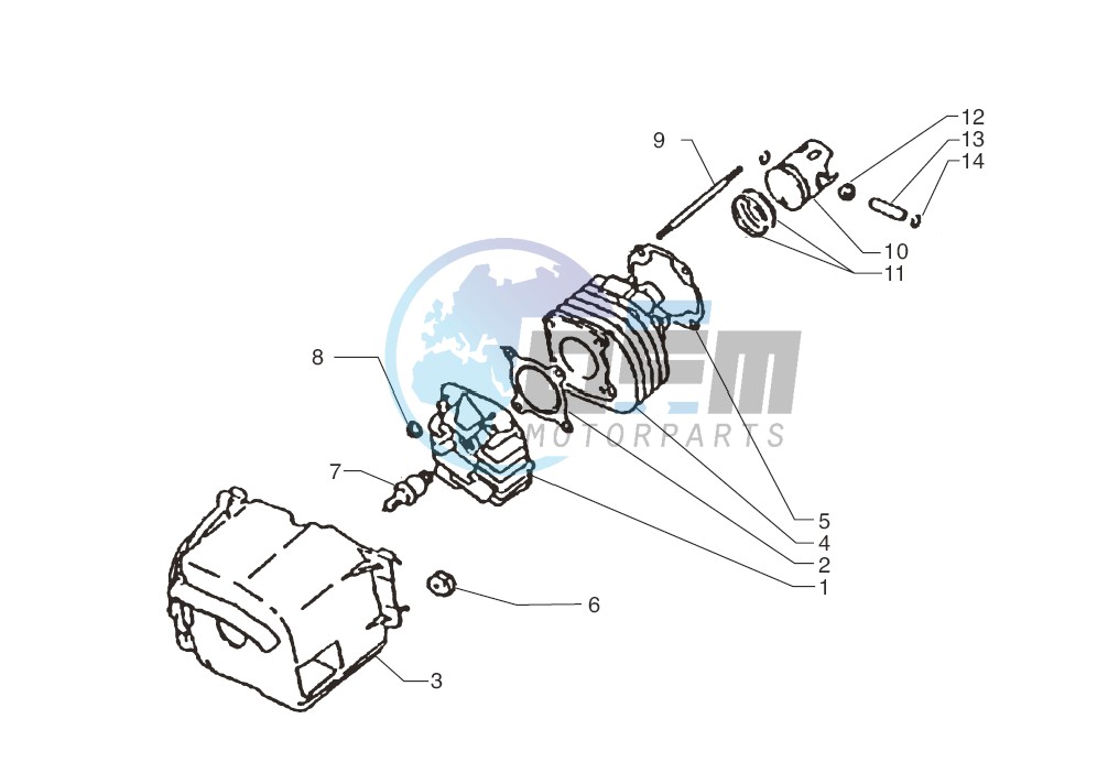 Cylinder-piston-wrist pin assy.