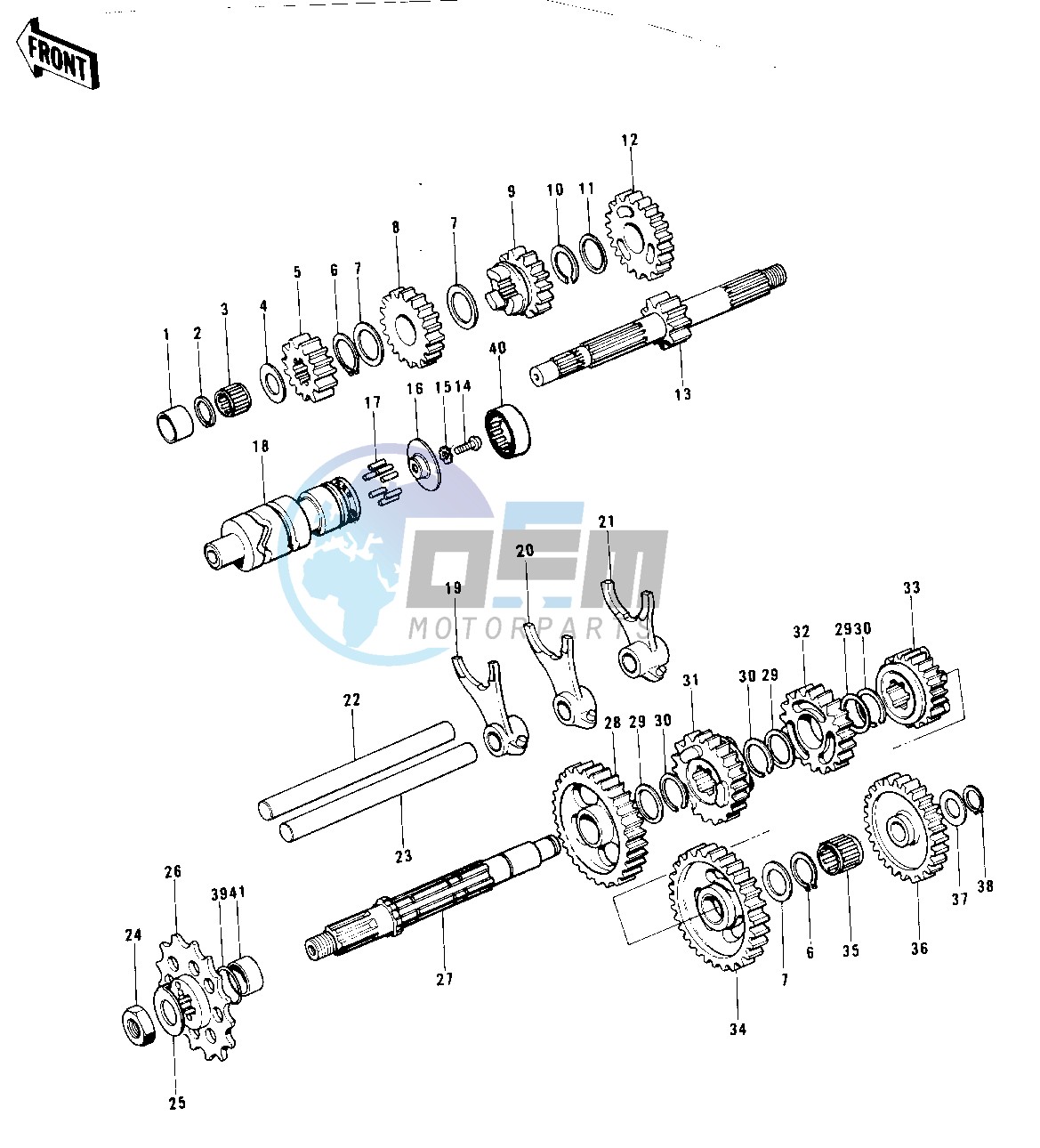 TRANSMISSION_CHANGE DRUM & FORKS -- 74 KX 450- -