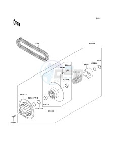 KAF 620 P [MULE 4000] (P9F-PAF) P9F drawing DRIVEN CONVERTER_DRIVE BELT