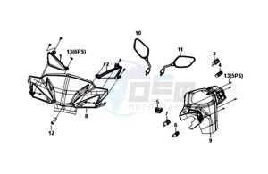 ORBIT III 50 45KMH (L8) EU drawing HEADLIGHT COVER / MIRRORS /  SWITCHES