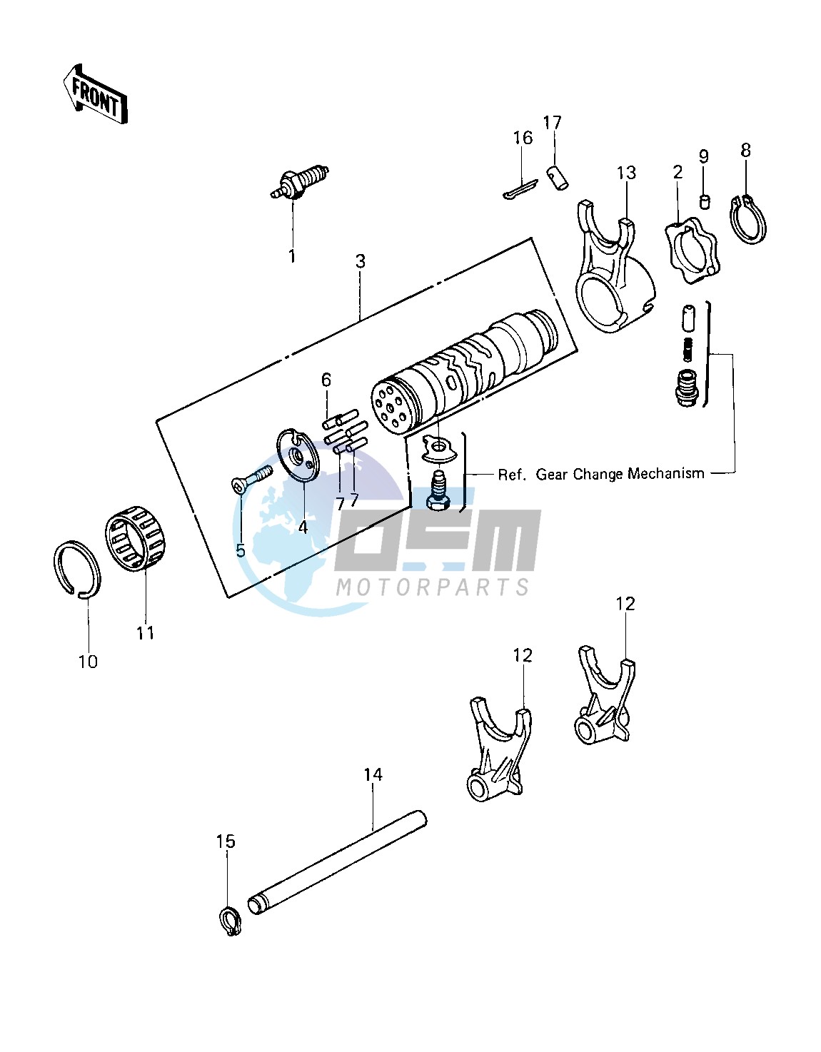 GEAR CHANGE DRUM & FORKS -- 80 KZY 50-E1- -