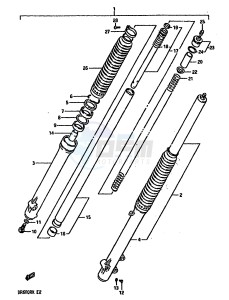 DR600R (E2) drawing FRONT FORK