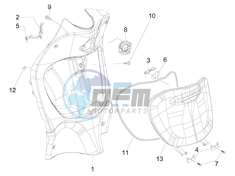 Front glove-box - Knee-guard panel