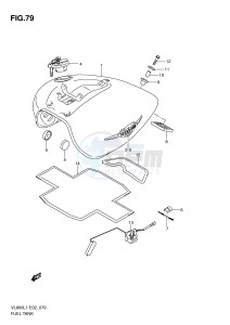 VL800 (E2) VOLUSIA drawing FUEL TANK (VL800CUEL1 E19)