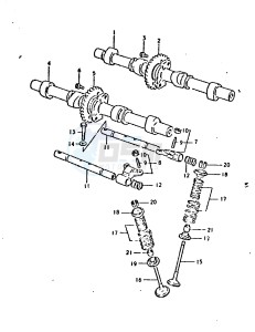 GSX750 (T-X) drawing CAM SHAFT - VALVE