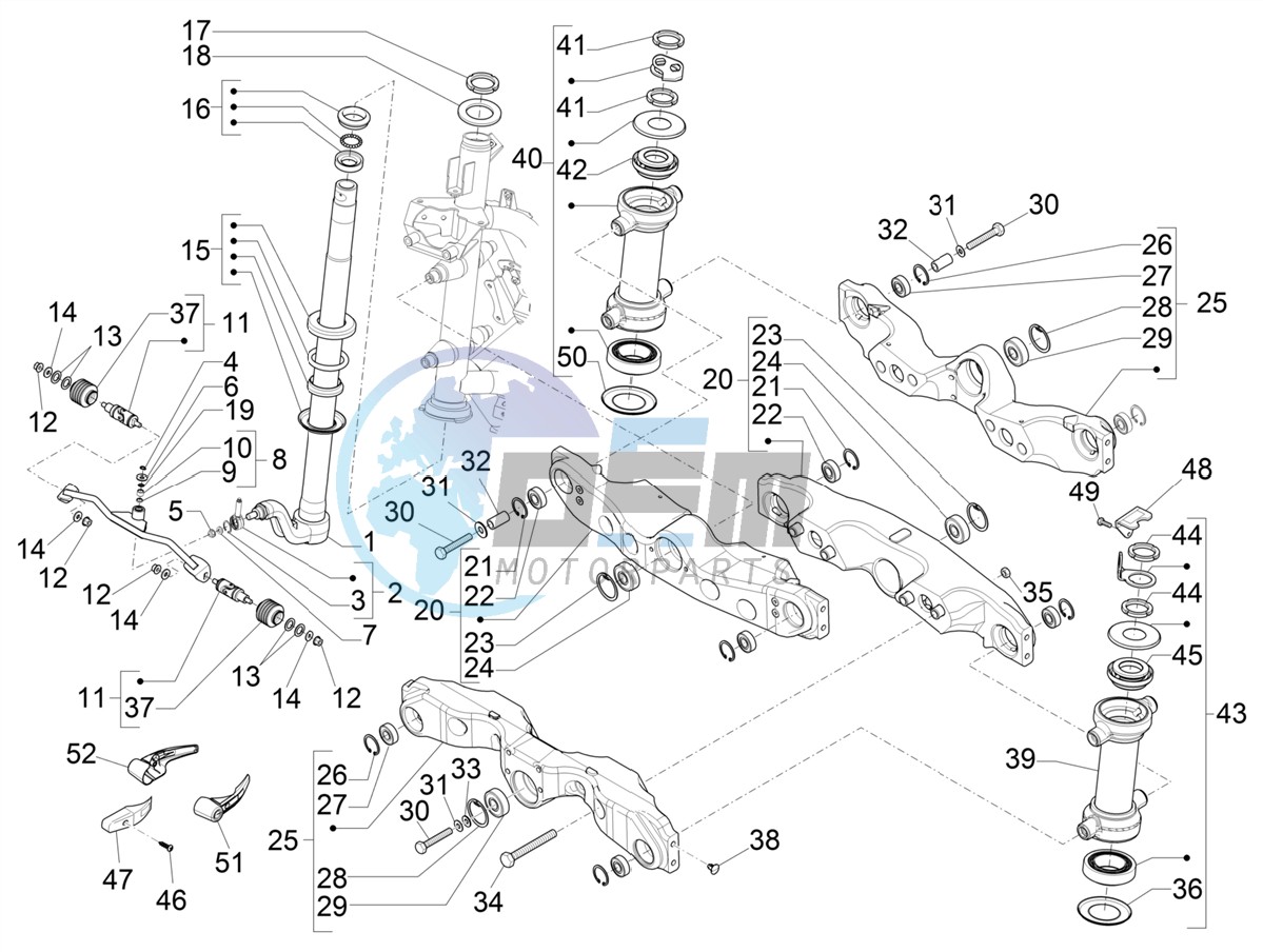 Fork/steering tube - Steering bearing unit