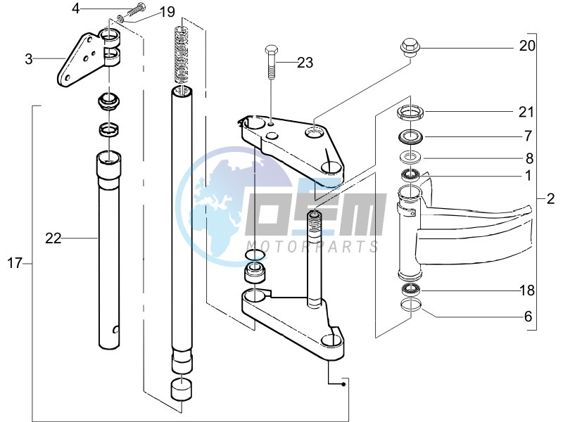 Fork steering tube - Steering bearing unit