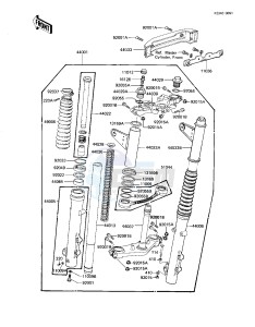 KZ 1100 D [SPECTRE] (D1-D2) [SPECTRE] drawing FRONT FORK -- KZ1100-D1- -